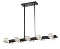 Rectangle Chandelier for Dining Room, 10-Light Black Farmhouse Linear Pendant Light Fixture, Modern Crystal Hanging Lighting Chandelier for Lobby
