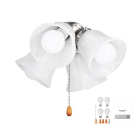 Ceiling Fan Light Kit, Four-Light 3000K 750lm Fan Light Kit with Pull Chain, Replacement Light Fixture for Living Room, Bedroom, Home Decor