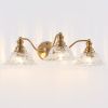 24 Inch 3-Light Vintage Bathroom Wall Sconce – Elegant Golden Metal and Glass Lampshade Vanity Light Fixture for Bathroom, Hallway