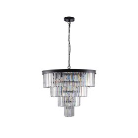 24" Contemporary Crystal Modern Chandeliers Crystal Ceiling Chandelier 4 Tier Black Chandelier Lighting for Dining Room Living Room Bedroom (Bulbs Not