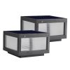 12" Black Solar Powered LED Post Cap Light, Modern Outdoor LED Fence Light for Pathways, Decks, and Patios (2-Pack)