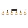 48" Modern 6-Light Vanity Wall Sconce - Black and Gold Bathroom Light Fixture with Clear Glass Shades, Industrial Wall Mounted Lamp for Mirror, Vanity