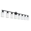 52" Modern 8-Light Vanity Bathroom Mirror Light, Frosted White Glass with Black Iron Frame, Contemporary Wall Sconce for Bedroom, Bathroom