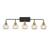 40" Modern 5-Light Vanity Wall Sconce - Black and Gold Bathroom Light Fixture with Clear Glass Shades, Industrial Wall Mounted Lamp for Mirror, Vanity
