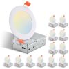 12-Pack 4 Inch Ultra-Thin LED Recessed Ceiling Light with Junction Box, 2700K-5000K Dimmable Color Changing Downlight, 9W 810LM, Easy Install