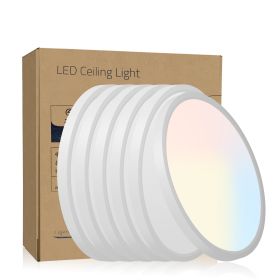 6PK 12 in. LED Flush Mount Ceiling Light Fixture - 2880 Lumens, 5 CCT 2700K/3500K/40000K/5000K/6500K, Round Color Selectable Panel Light, Dimmable