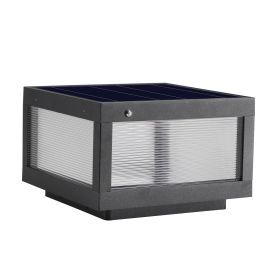 12" Black Solar Powered LED Post Cap Light, Modern Outdoor LED Fence Light for Pathways, Decks, and Patios (1-Pack)