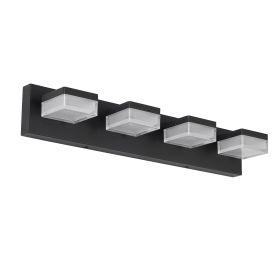 Black Bathroom Light Fixtures 4 Lights Bathroom Vanity Light LED Dimmable Matt Black Vanity Lights 24W Cool White 6000K