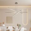 48" Modern LED Chandelier - Geometric 3-Arm Design, Adjustable Hanging, Sleek Metal Finish for Dining Room, Living Room & Office