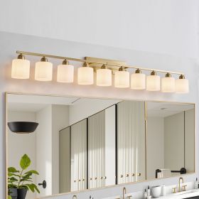 65inch Gold Bathroom Light Fixtures, Modern Bathroom Vanity Light with Milky White Glass Shade, Gold Wall Lamp Sconces for Mirror Bedroom