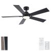 52 in. Matte Black Modern Reversible Motor Integrated LED Dimmable Ceiling Fan with Light and Remote