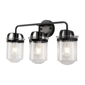 3-Light with Clear Glass Shade, Modern Sconce, Industrial Indoor Light Fixture for Bathroom Living Room Bedroom Over Kitchen Sink, E26 Socket