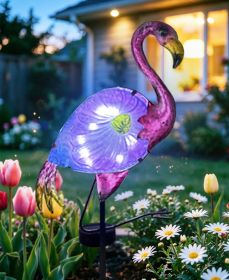 Solar Flamingo Garden Stake Light, 38.6" Tall Metal & Glass Outdoor Decor, Waterproof LED Pathway Light for Lawn, Patio, Pool, Decorative Garden Gift