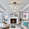 (Same as W1340110374/L5011) 20" Black Crystal Chandelier Ceiling Light, Modern Luxury 10-Light Flush Mount Light Fixture