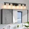 37" Modern 6-Light Bathroom Vanity Light Fixture - Black Finish with Clear Glass Shades, Perfect for Bathroom, Vanity