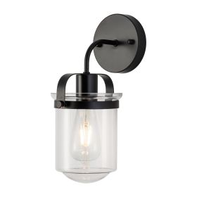 1-Light with Clear Glass Shade, Modern Sconce, Industrial Indoor Light Fixture for Bathroom Living Room Bedroom Over Kitchen Sink, E26 Socket