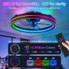 RGB Ceiling Fan with Lights, Low Profile Ceiling Fans with Lights and Remote, Flush Mount LED Fan Light