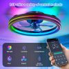 RGB Ceiling Fan with Lights, Low Profile Ceiling Fans with Lights and Remote, Flush Mount LED Fan Light