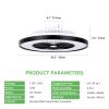 23-inch Black Ceiling Fan Light with LED RGB – Dimmable & Color-Changing, APP & Remote Control, Modern Smart Ceiling Fan for Living Room, Bedroom