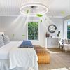 20" Flush Mount Ceiling Fans with Lights and Remote, 3000K-6000K Dimmable LED Fandelier Low Profile Chandelier Ceiling Fan for Bedroom Living Room