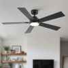 52 in. Matte Black Modern Reversible Motor Integrated LED Dimmable Ceiling Fan with Light and Remote
