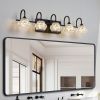 29" Retro 5-Light Bathroom Vanity Light Fixture - Black Finish with Crystal Glass Shades, Wall Mounted Lighting for Bathroom, Powder Room