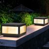 12" Black Solar Powered LED Post Cap Light, Modern Outdoor LED Fence Light for Pathways, Decks, and Patios (2-Pack)