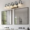 29" Retro 5-Light Bathroom Vanity Light Fixture - Black Finish with Crystal Glass Shades, Wall Mounted Lighting for Bathroom, Powder Room