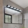 32" Modern Black 5-Light LED Vanity Light, Square Acrylic Lampshades Wall Mount Fixture for Bathroom, Mirror Lighting