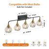40" Modern 5-Light Vanity Wall Sconce - Black and Gold Bathroom Light Fixture with Clear Glass Shades, Industrial Wall Mounted Lamp for Mirror, Vanity