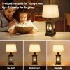 20.5in Black Gold Farmhouse Bedside Table Lamp, Suitable For Living Rooms, 3-Way Dimmable Touch Modern Bedside Table With 2 Lights For Bedrooms, Homes