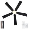 52 in. Matte Black Modern Reversible Motor Integrated LED Dimmable Ceiling Fan with Light and Remote