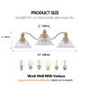 24 Inch 3-Light Vintage Bathroom Wall Sconce – Elegant Golden Metal and Glass Lampshade Vanity Light Fixture for Bathroom, Hallway