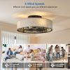 Caged Ceiling Fans with Lights Flush Mount,Low Profile Ceiling Fan with Remote,20 Inch Farmhouse White Ceiling Fan for Bedroom