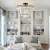 (Same as W1340110374/L5011) 20" Black Crystal Chandelier Ceiling Light, Modern Luxury 10-Light Flush Mount Light Fixture