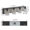 32" Farmhouse Vanity Light Fixture, 4-Light Bathroom Wall Sconce with Clear Seeded Glass Shades, Black and Wood Grain Finish