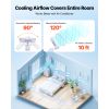 8.5 in Wall Mount Fan, Oscillating Hanging Fan with Remote Control, 10 ft Powerful Airflow, DC Motor, 4 Speeds & Timer