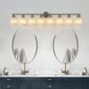 52" modern 8-Light Vanity Wall Sconce, Brushed Nickel Finish with Frosted Glass Shades for Bathroom or Hallway Lighting (No Bulbs)