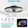 Smart Flush Mount Ceiling Fan with Light – 20-inch Integrated LED Chandelier with 5 Invisible Blades, Remote Control & Timer, Dimmable Lighting
