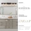 42" Rustic 6-Light Vanity Light, Industrial Bathroom Wall Sconce with Glass Shades and Wood Accent, Modern Farmhouse Lighting Fixture (No Bulbs)