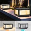 12" Black Solar Powered LED Post Cap Light, Modern Outdoor LED Fence Light for Pathways, Decks, and Patios (2-Pack)