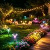 4 Packs Outdoor Solar Garden Pathway Lights, Color Changing LED Landscape Lighting, IP44 Weather-Resistant Stainless-Steel