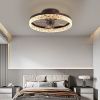 19.7" Ceiling Fans with Lights, Low Profile Ceiling Fan and Remote, Flush Mount Ceiling Fans, Stepless Dimmable LED Light, Brown Fixtures for Bedroom