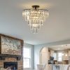 (Same as W1340110374/L5011) 20" Black Crystal Chandelier Ceiling Light, Modern Luxury 10-Light Flush Mount Light Fixture