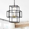 4-Light Metal Lantern Tiered Pendant Hanging Light Fixtures