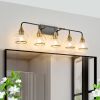 40" Modern 5-Light Vanity Wall Sconce - Black and Gold Bathroom Light Fixture with Clear Glass Shades, Industrial Wall Mounted Lamp for Mirror, Vanity