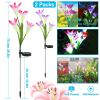 2Pcs Solar Garden Lights Outdoor Lily Flower LED Light 7-Color Changing IP65 Waterproof Pathway Stake Lights Patio Decorative for Garden Patio Yard Wa