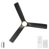 56 in. Indoor Matte Black Gray Wood Grain Ceiling Fan with Integrated LED Light Kit, Remote Included and DC Motor