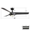 56 in. Indoor Matte Black Gray Wood Grain Ceiling Fan with Integrated LED Light Kit, Remote Included and DC Motor