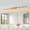 65inch Gold Bathroom Light Fixtures, Modern Bathroom Vanity Light with Milky White Glass Shade, Gold Wall Lamp Sconces for Mirror Bedroom